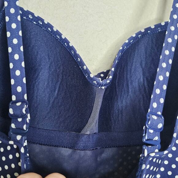Nip Tuck size 6 Women's Navy & White Polka Dot One Piece Swimsuit tummy control - Picture 7 of 8